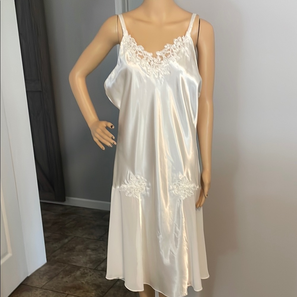 Kmart Pink Elegant White Vintage Satin Nightgown